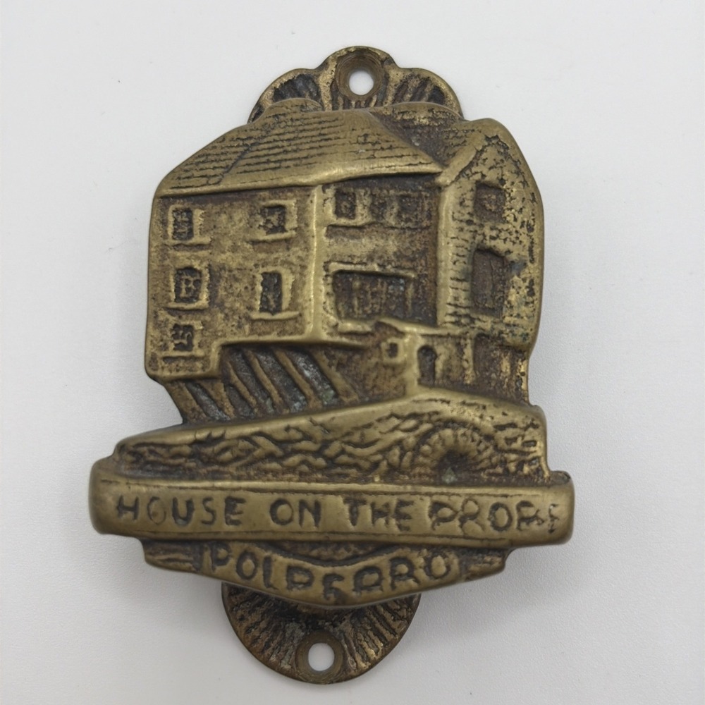 Antique Polperro House on the Props Door Knocker‎ Solid Brass